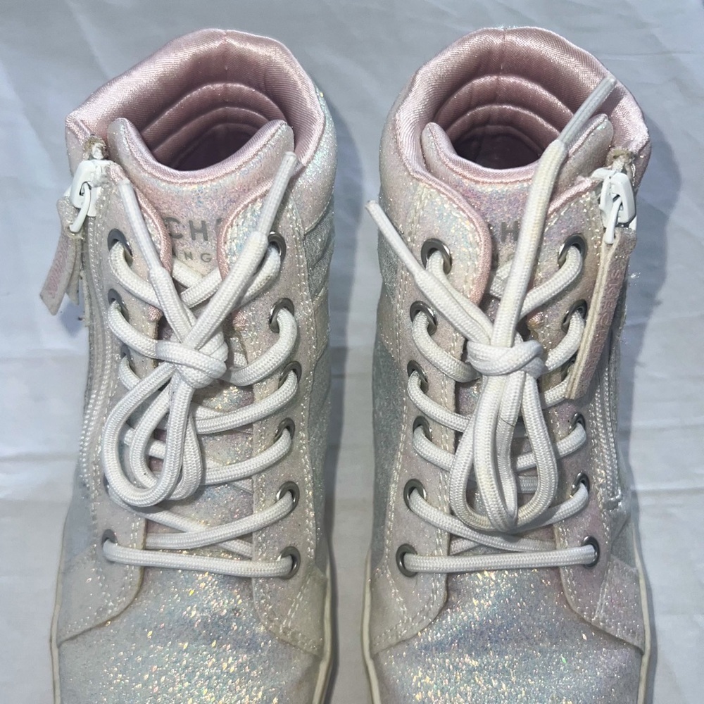 Skechers Street Elevated City Shine High Top Sneakers - White/Pink, Size 4 - Picture 9 of 12